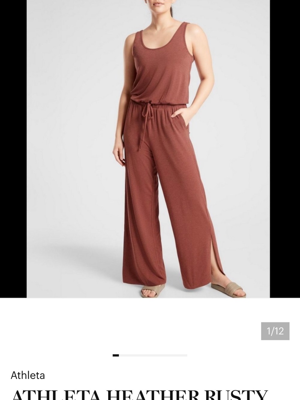 Athleta Wide-Leg Jumpsuit in Rust Brown